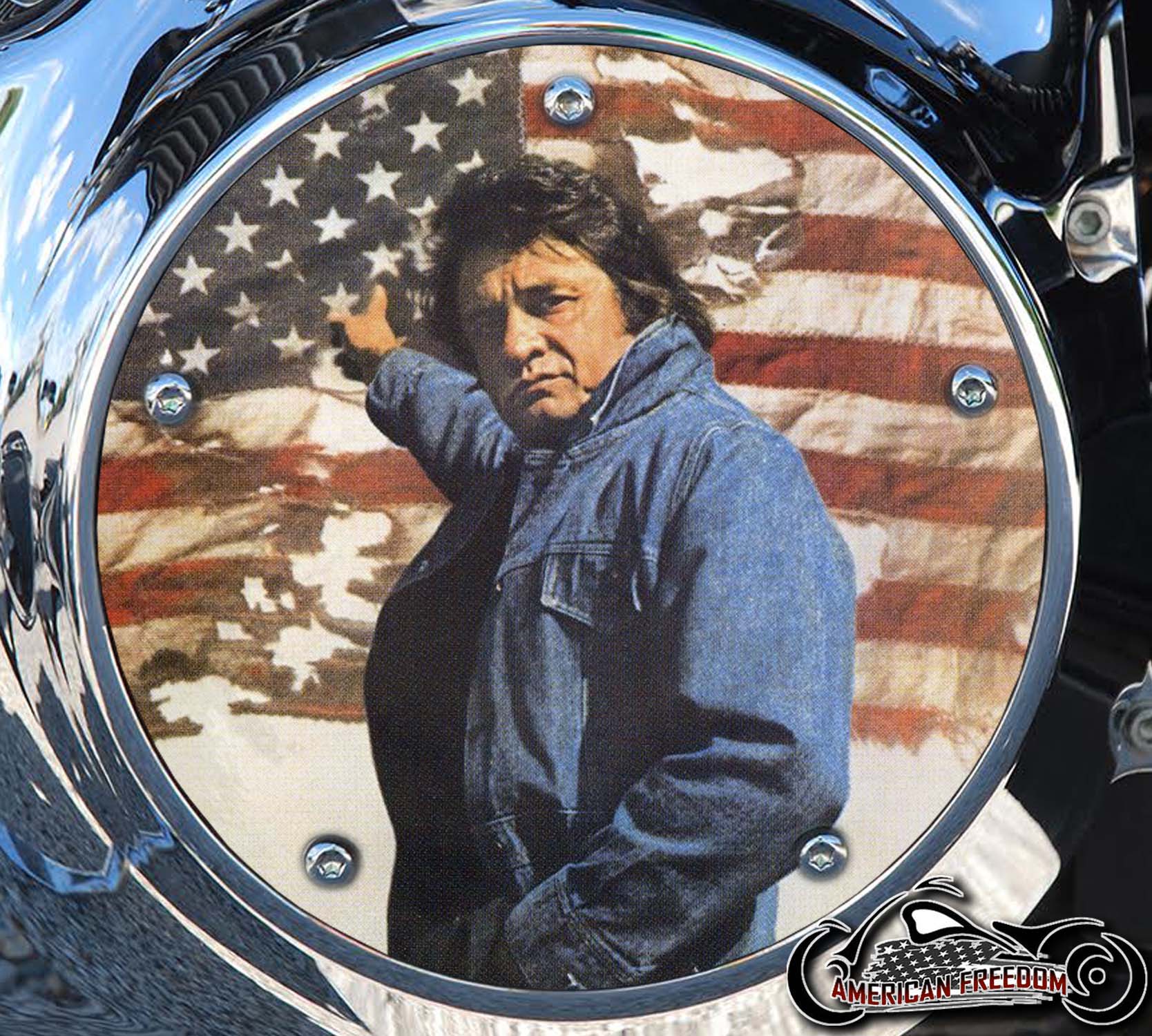 Custom Derby Cover - Johnny Cash Flag
